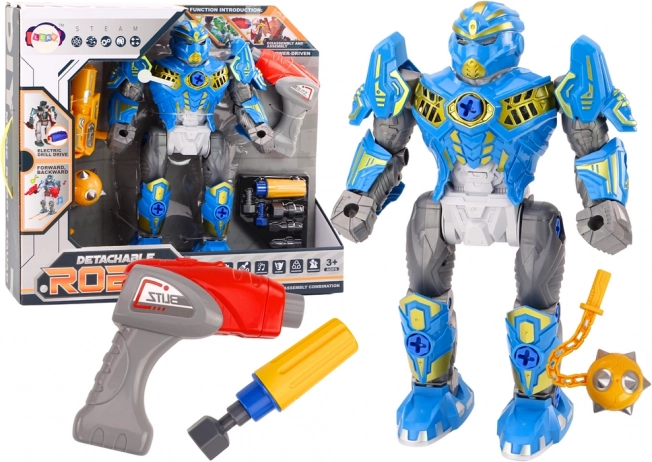 plavi robot na odvijanje s bušilicom, svjetlima i zvukovima