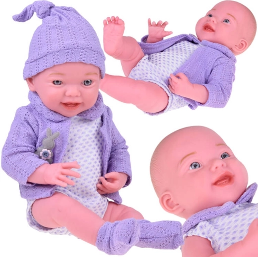 Nasmiješena beba lutka 40 cm s ljubičastim džemperićem
