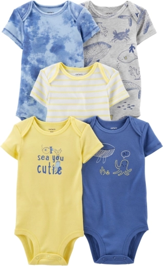 Carter's bodiji za bebe s kratkim rukavima Blue Ocean, 5 kom za dječake, veličina 56 (NB)