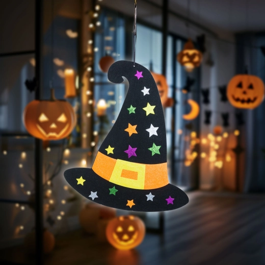 Hanging Halloween Decoration, Felt Witch's Hat