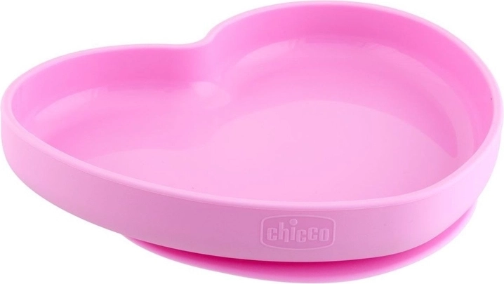 Chicco silikonski tanjur srce ružičasti 9 mj.+