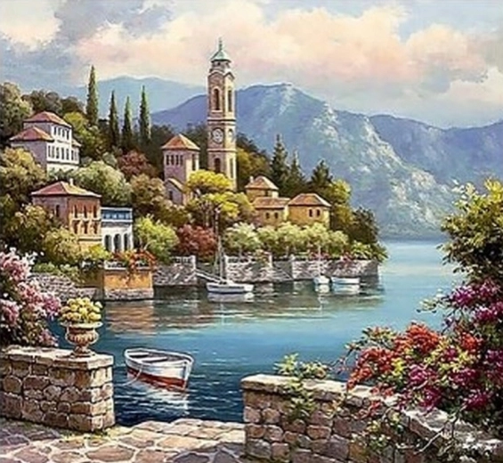 Dijamantno slikanje Talijanska obala 30 × 40 cm