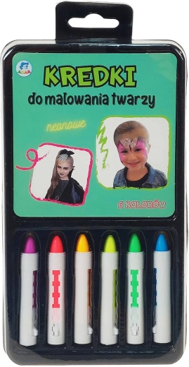 Neon face paint pencils for kids, set of 6 colors
