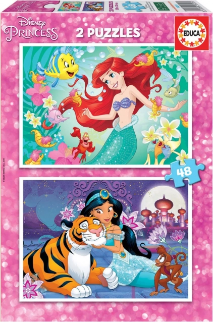 EDUCA Puzzle Disney princeze: Ariel i Jasmina 2x48 dijelova