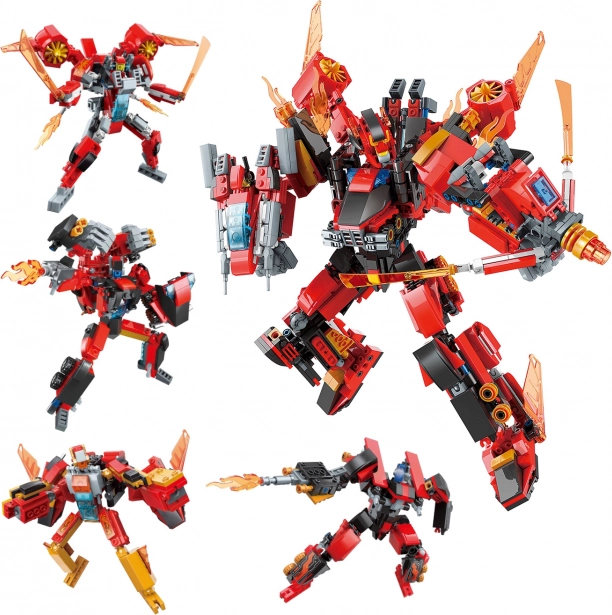 Qman Roaring Flame God General 4 u 1 set robotâ 1201 dijelova
