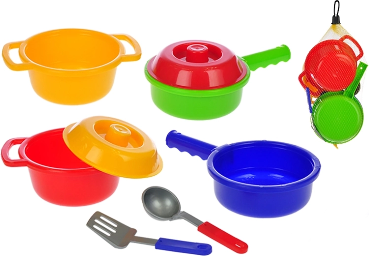 Dječji set posuđa za kuhinjicu, 8 dijelova u mrežici