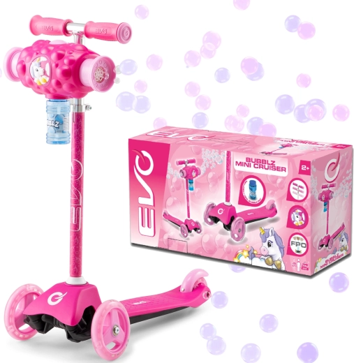 EVO kids’ three-wheel scooter Bubblz Mini Cruiser with bubble maker, pink