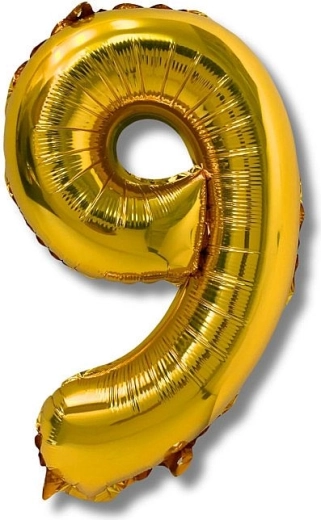 Foli balon broj 9, 40 cm, zlatni