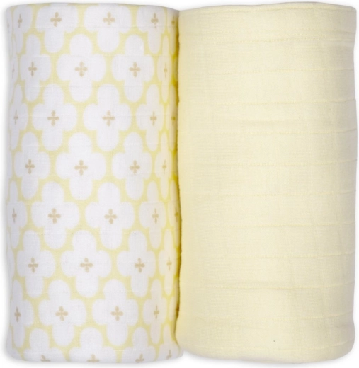 Lodger swaddler od organskog pamuka matcha/butter, 2 kom, 110 × 110 cm