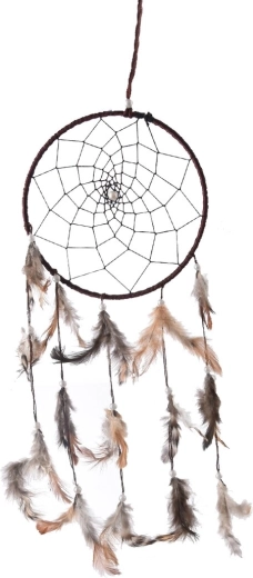 Cotton dreamcatcher with feathers in brown