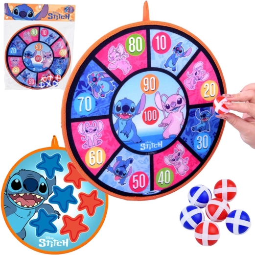 Obostrana meta na čičak STITCH 36 cm + 6 loptica 4 cm