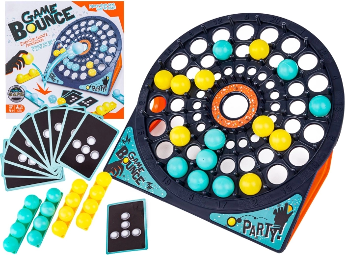 Family skill game Bounce game with target board, cards and balls