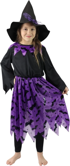 Dječji kostim vještice s šišmišima i šeširom – veličina S