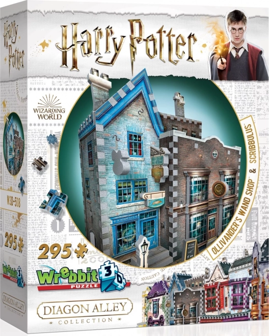 3D puzzle WREBBIT HARRY POTTER: Ollivanderova trgovina čarobnim štapićima i Scribbulus – 295 dijelova