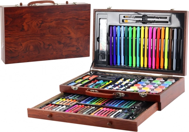 Umjetnička set u drvenom kovčegu 123 dijelova