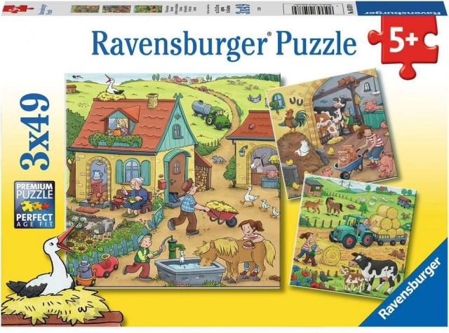 RAVENSBURGER Puzzle Na farmi 3x49 dijelova
