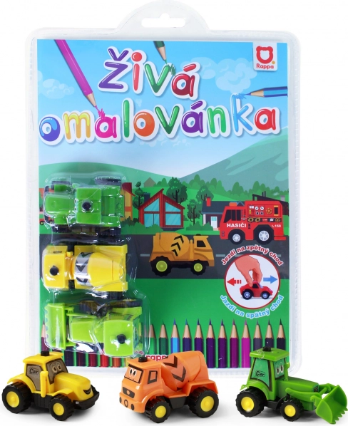 Živa bojanka građevinski automobili – set 3 kom