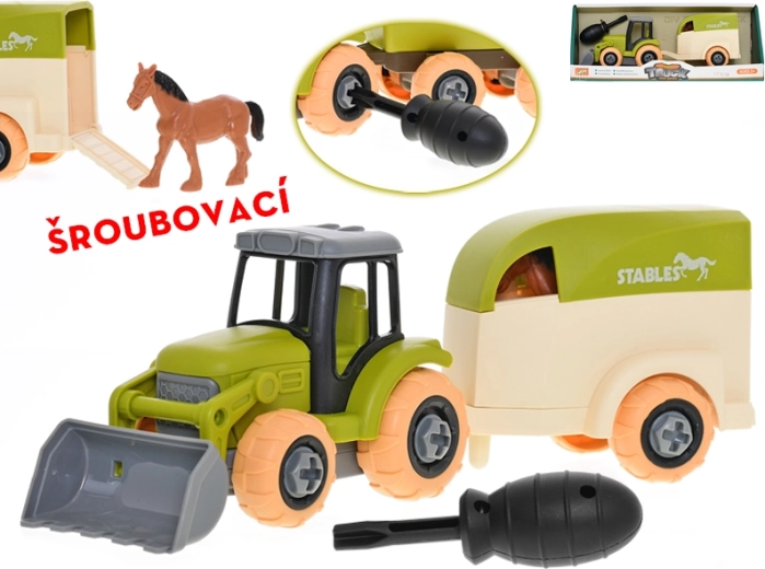 Vijčani traktor s prikolicom i konjem 26 cm
