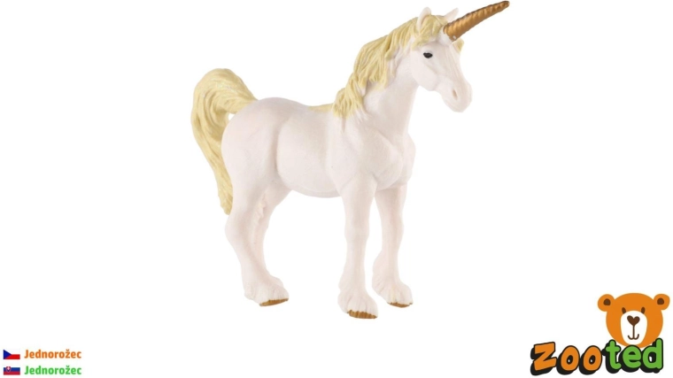 White and Gold Plastic Unicorn 16 cm
