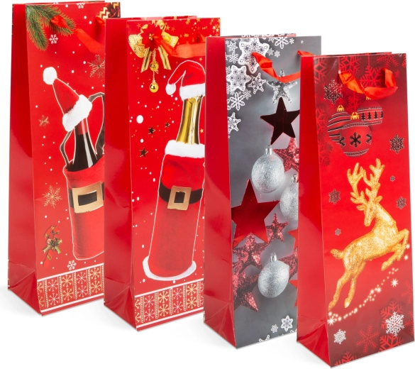 Christmas paper gift bag for a bottle - 1 piece