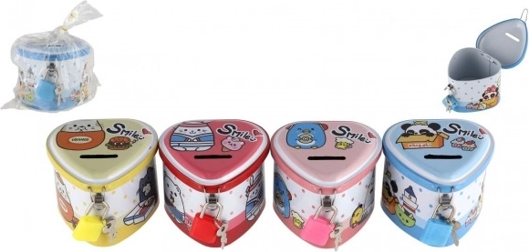 Limena štedna kasica u obliku srca s lokotom, 8 × 7 cm, više boja