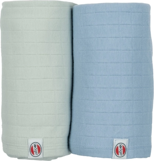Lodger swaddler solid made from organic cotton 110 × 110 cm Peppermint/Blue fogg (2 pcs)
