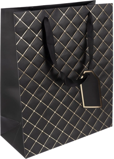 Poklon papirnata vrećica Quilt crna 26 × 12 × 32 cm