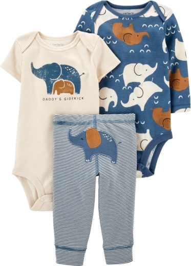 Carter’s trodijelni set za dječake Blue Elephant – body s dugim i kratkim rukavima i trenirke
