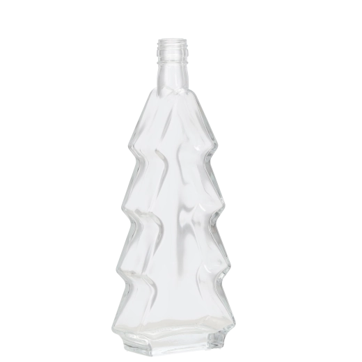 Staklena boca u obliku božićnog drvca 500 ml sa zlatnim zatvaračem