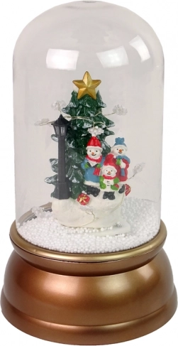 Staklena božićna dekoracija sa snijegom i snjegovićima, zlatna