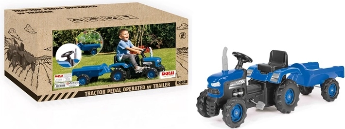 DOLU traktor na pedale s prikolicom plavi