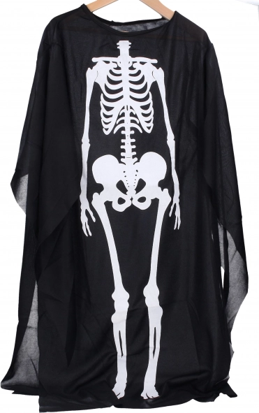 Crni plašt s motivom kostura za djecu