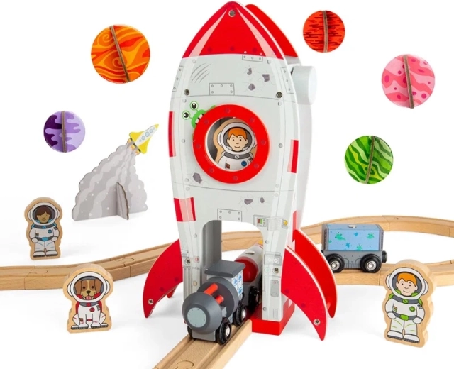 Bigjigs Rail svemirska raketa – drveni tunel za željezničke pruge za vlakove