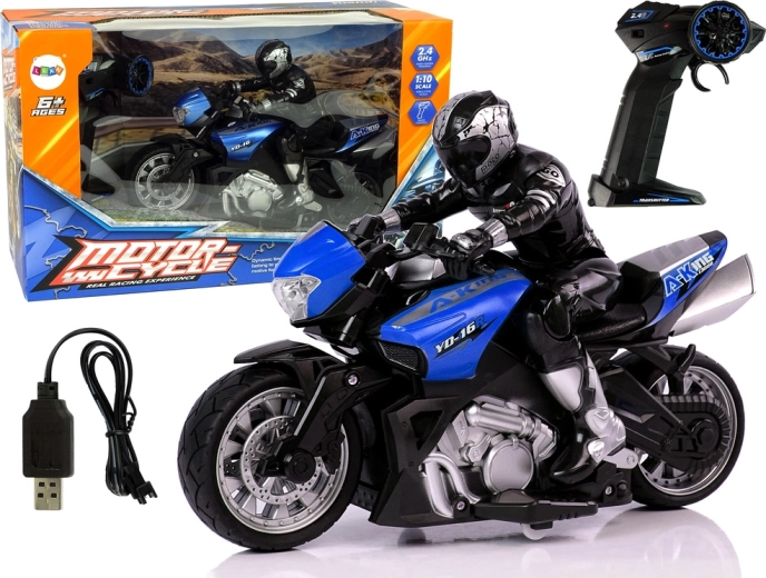 Sportski RC motocikl 2,4 GHz 1:10 plavi
