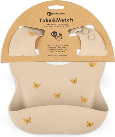 Petite&Mars silikonska portikla Take&Match sand butterflies 6m+