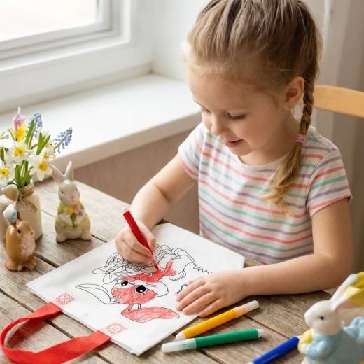 Easter Coloring Bag with 4 Markers - 1 Piece