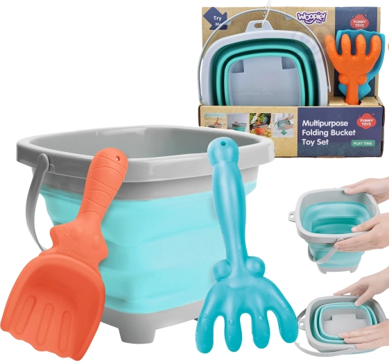 Sklopiva silikonska kanta s grabljama i lopaticom WOOPIE 5 l