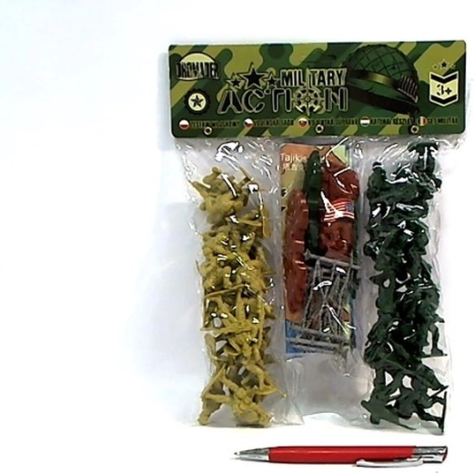Set of children’s toy soldiers in a bag