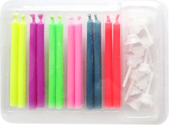 Tortne svijeće s postoljem TORO s obojenim plamenom, 12+12 kom