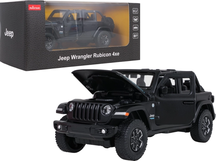 RASTAR Metal Jeep Wrangler Rubicon Model, 1:32 Scale, Black
