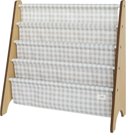 3 Sprouts book rack made from recycled materials Gingham/Beige