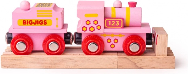 Ružičasta lokomotiva s tenderom BIGJIGS Rail