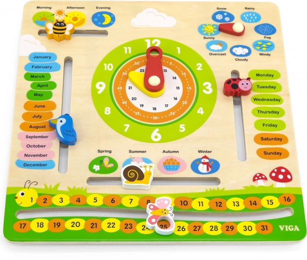 VIGA edukativni drveni kalendar za djecu – engleski
