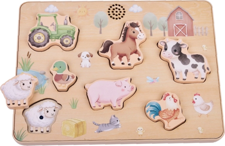 2Kids Toys Wooden Farm Sound Peg Puzzle