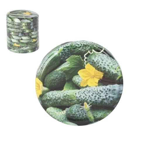 Set poklopaca za zimnicu s motivom krastavaca 82 mm – 10 kom