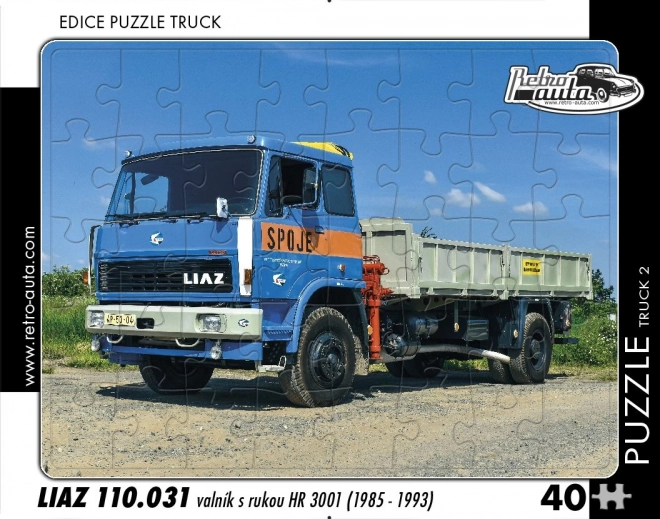 Puzzle Retro Auta – teretni kamion LIAZ s otvorenom karoserijom i hidrauličnom rukom, 40 dijelova