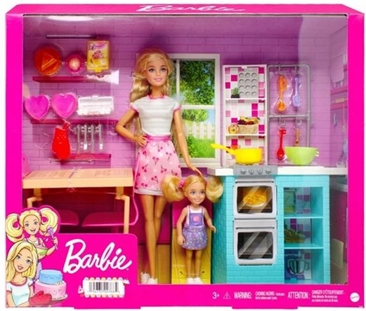 Barbie i Chelsea set za zajedničko pečenje s kuhinjom i blagovaonskim stolićem