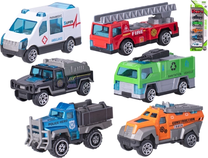 Set metalnih autića mix 6 kom (6,5–7,5 cm) u poklon kutiji