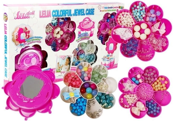 Set perlica za izradu nakita DIY sa sklopivim koferčićem i zrcalom