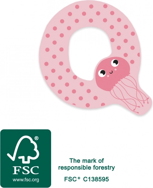 Drveno slovo Q s meduzom za djecu